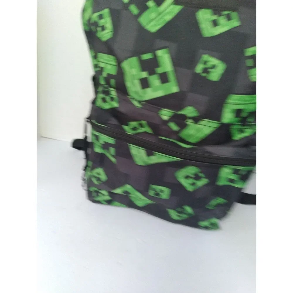 Minecraft Creeper Backpack Kids‎ School Travel Bag Green Black Pattern